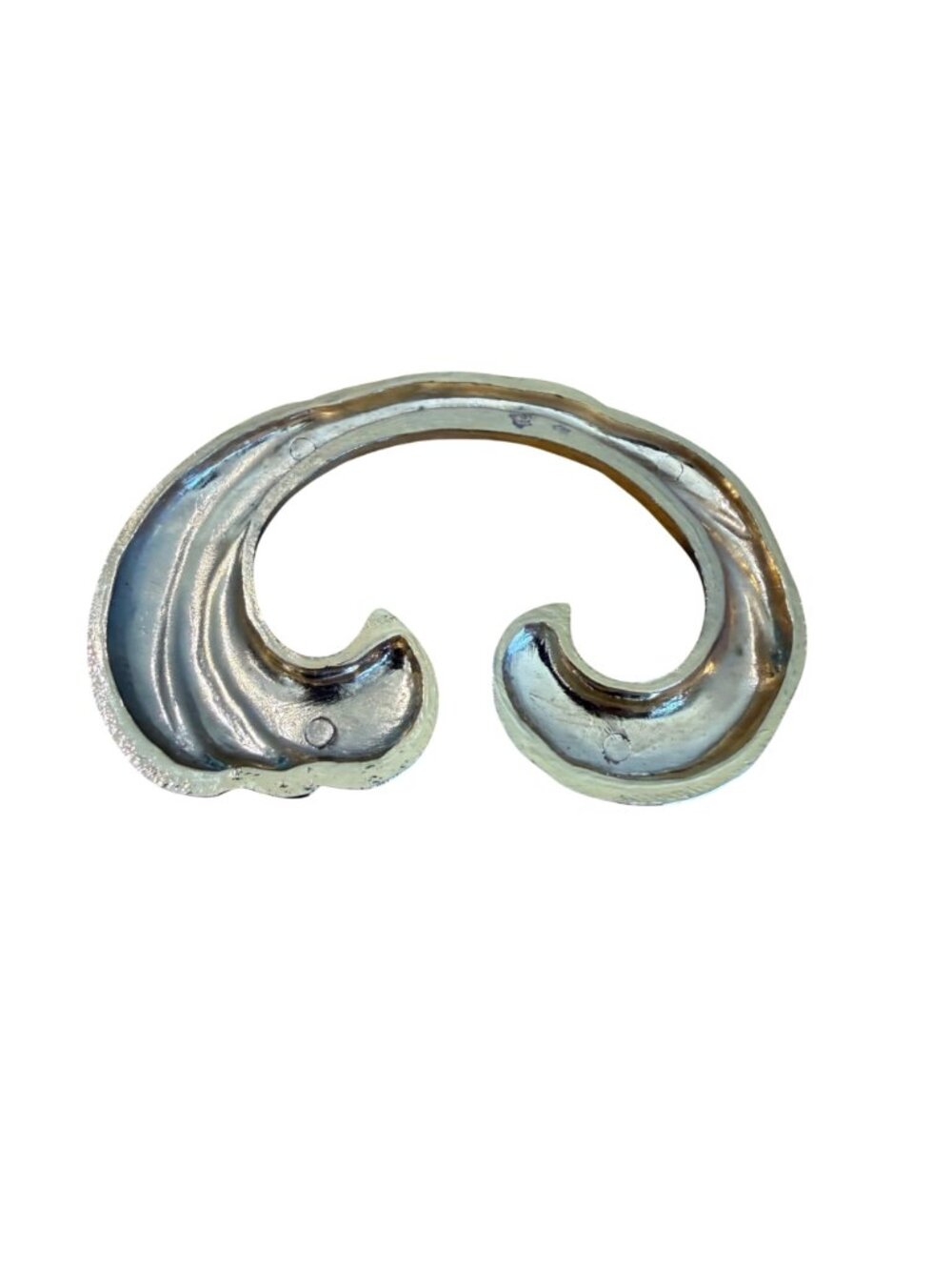 Curled Wave Swirl Scarf Slide Clip Gold Tone VTG 1980s Textured Metal Retro - Picture 6 of 6
